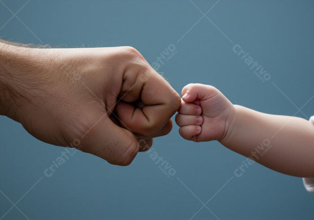 A Mão de Um Pai e Um Bebê se Cumprimentando