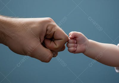 A Mão de Um Pai e Um Bebê se Cumprimentando