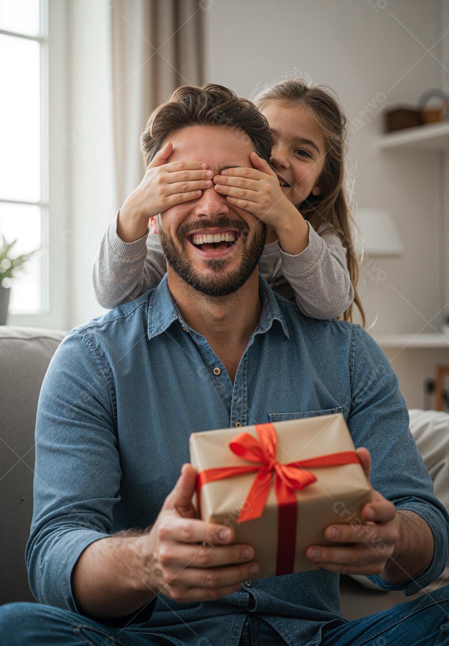 Pai surpreso com presente de filha