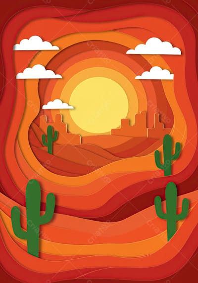 Cenário Nordeste Brasileiro em Estilo Paper Cut