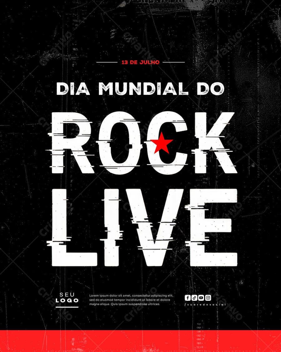 Flyer Dia Mundial do Rock PSD Editável