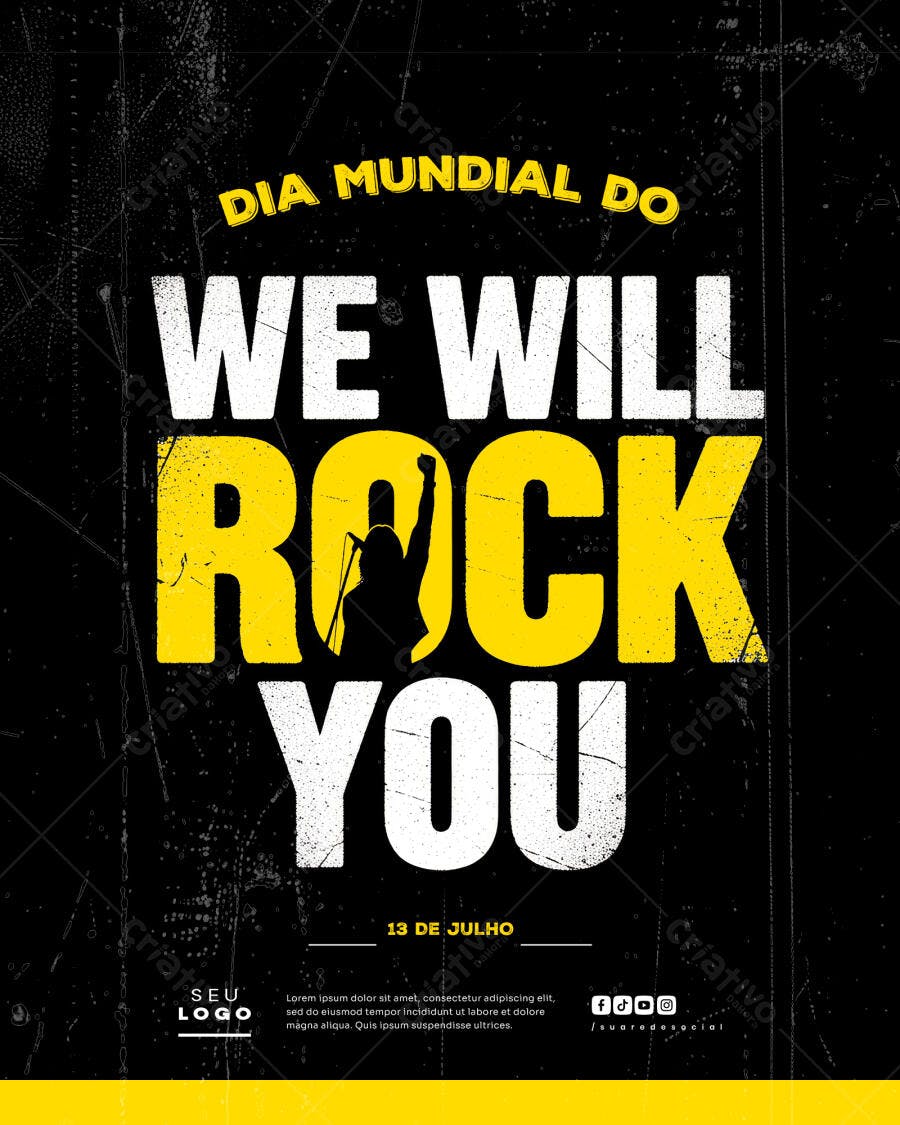 Flyer Dia Mundial do Rock PSD Editável