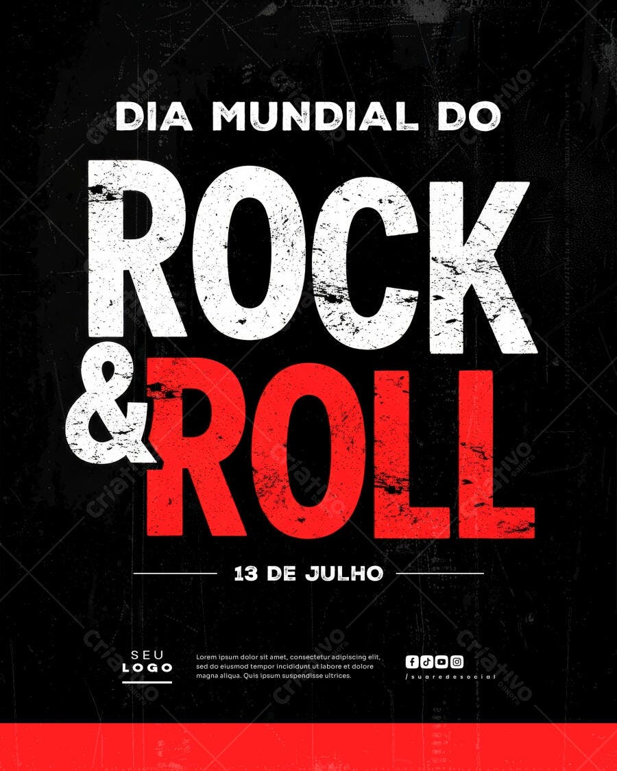 Flyer Dia Mundial do Rock PSD Editável