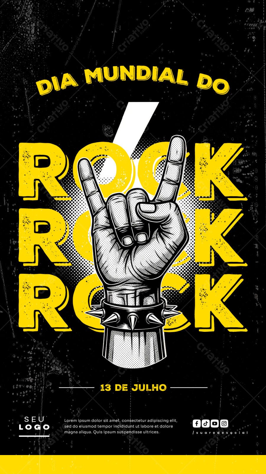 Flyer Dia Mundial do Rock PSD Editável