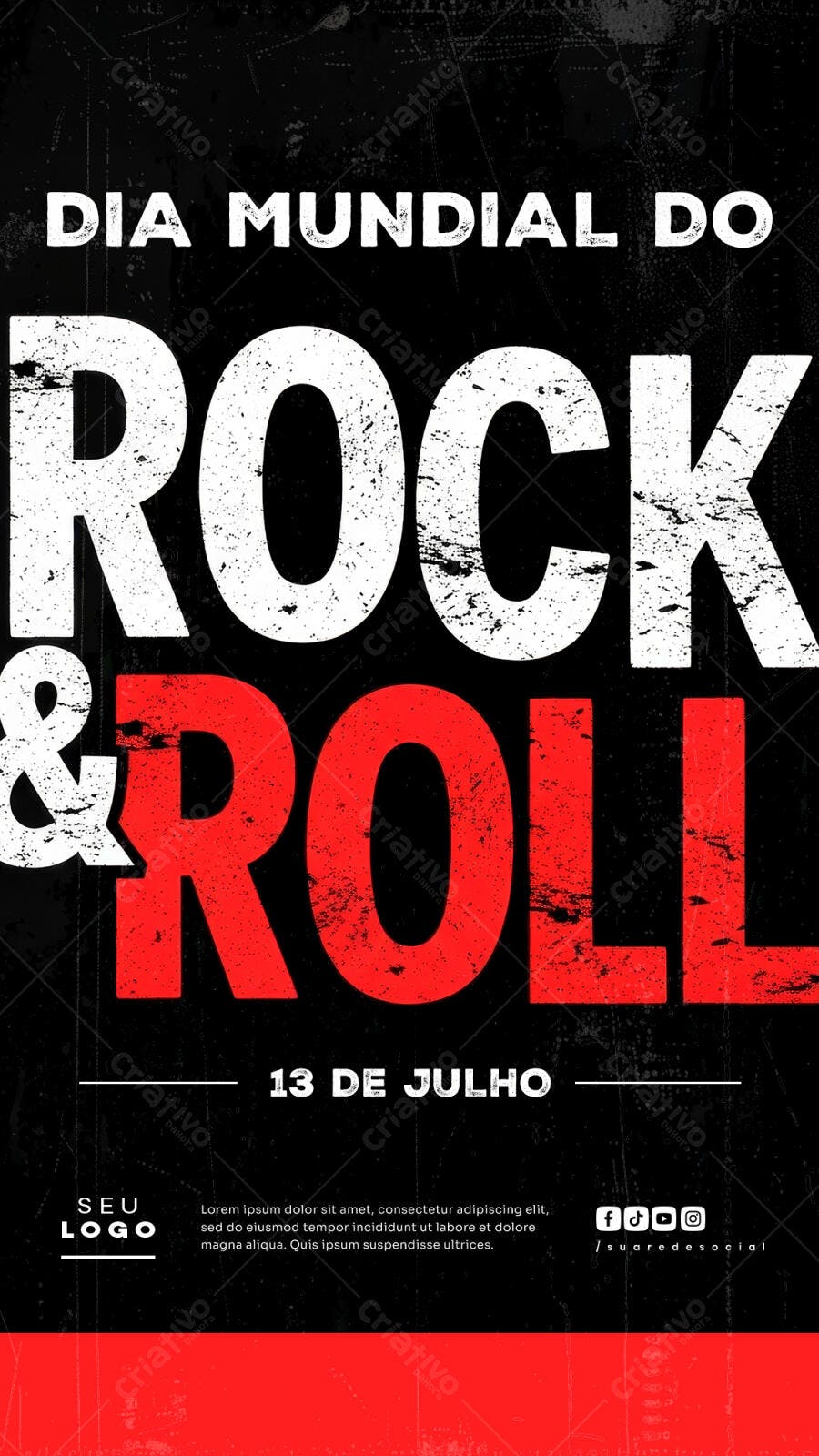 Flyer Dia Mundial do Rock & Roll PSD Editável
