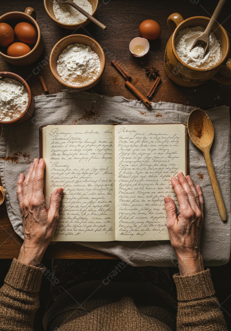 Receitas antigas em livro de receitas