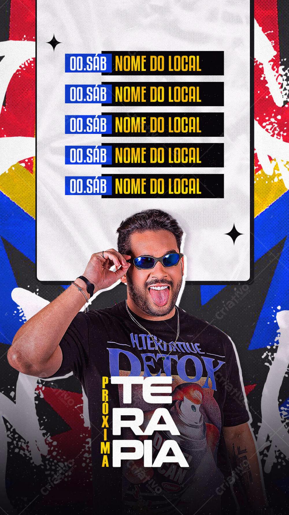 FLYER PARA ARTISTAS AGENDA SEMANAl PRÓXIMA TERAPIA STORIES