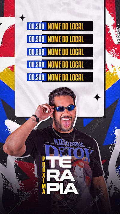 FLYER PARA ARTISTAS AGENDA SEMANAl PRÓXIMA TERAPIA STORIES
