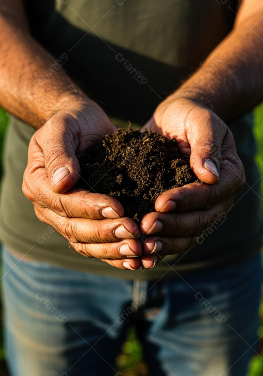Mãos segurando terra fértil