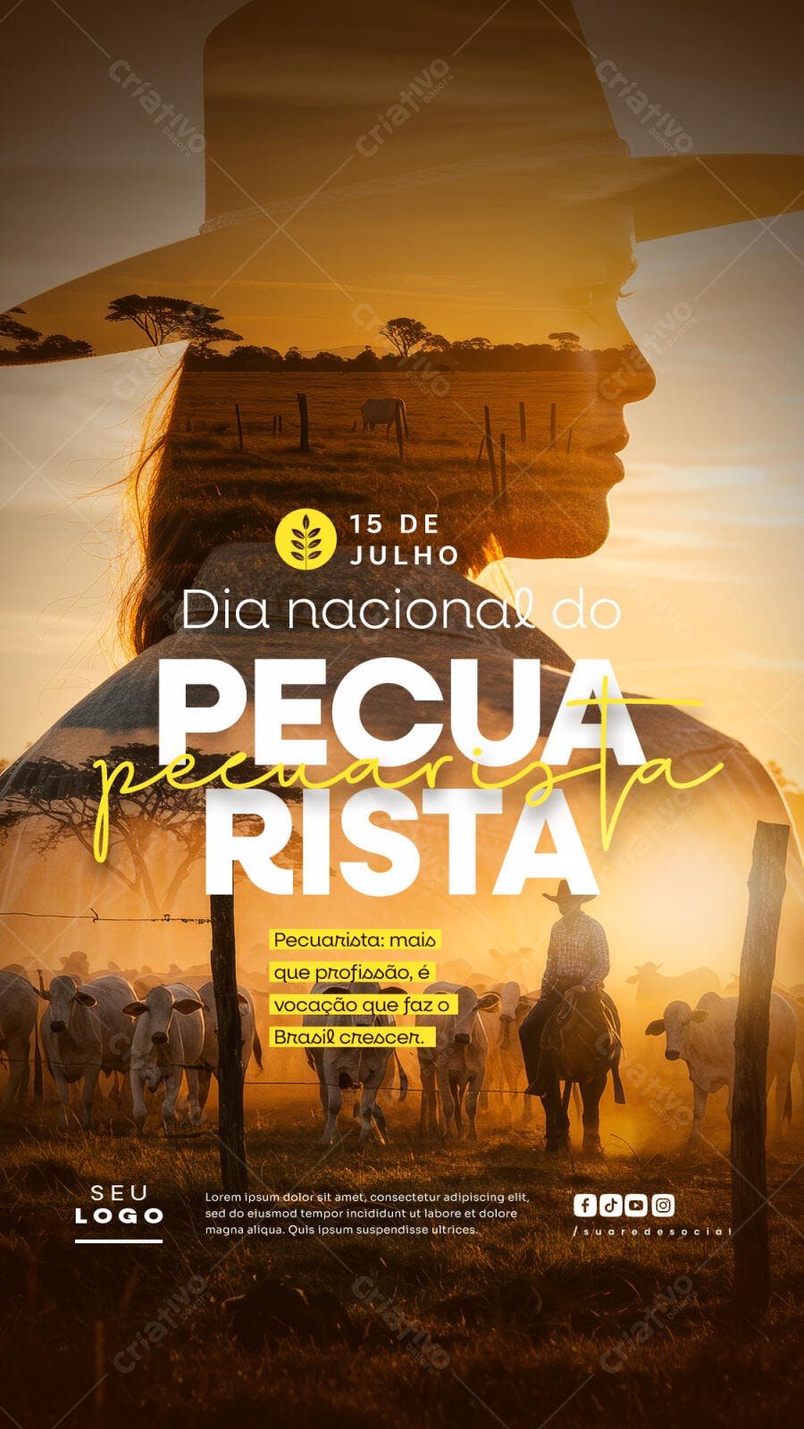 Flyer Dia do Pecuarista PSD Editável