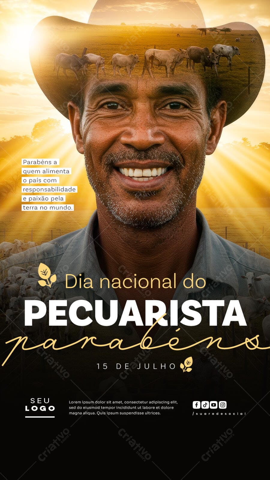 Flyer Dia do Pecuarista PSD Editável