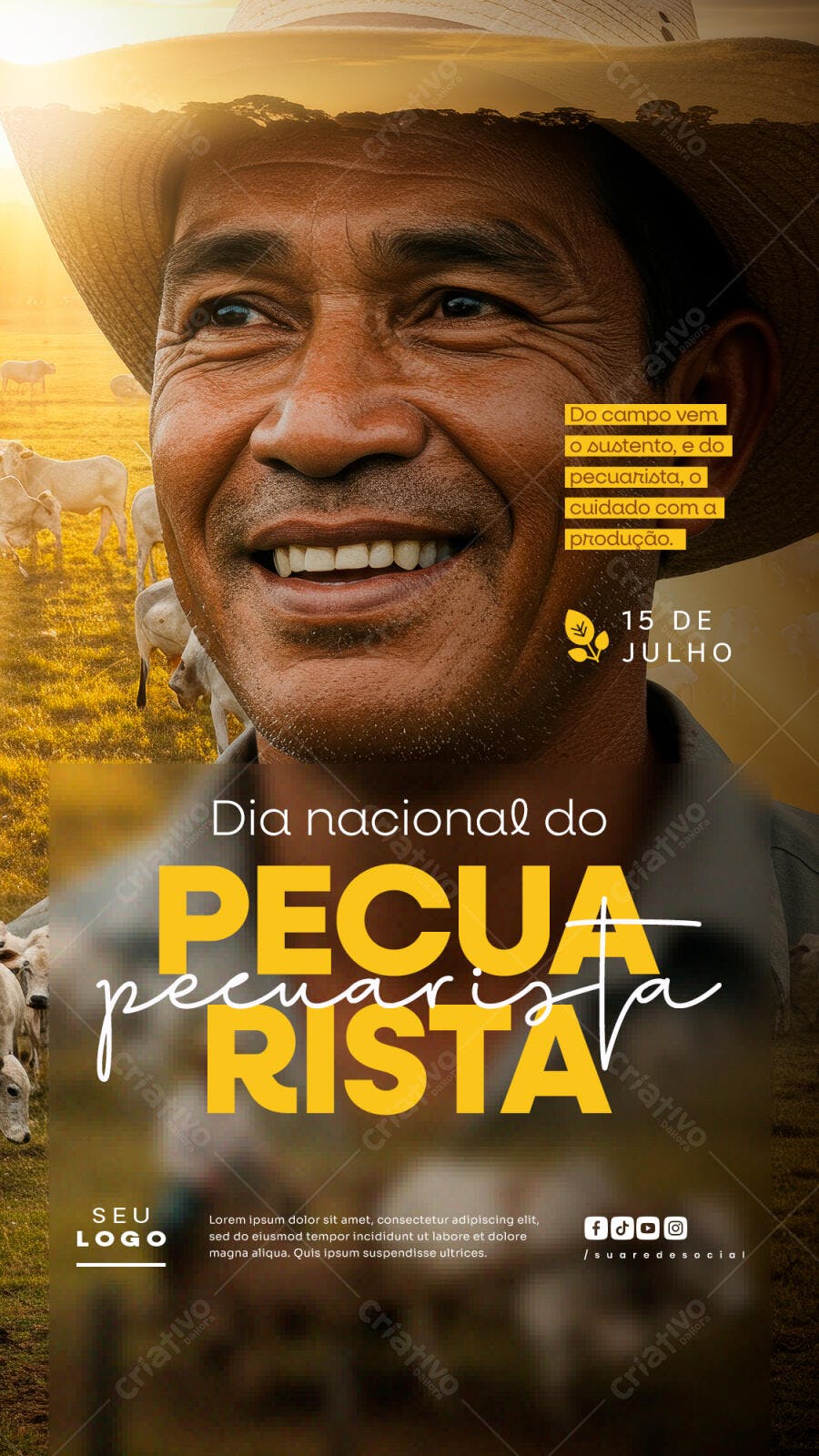 Flyer Dia do Pecuarista 15 de Julho PSD Editável