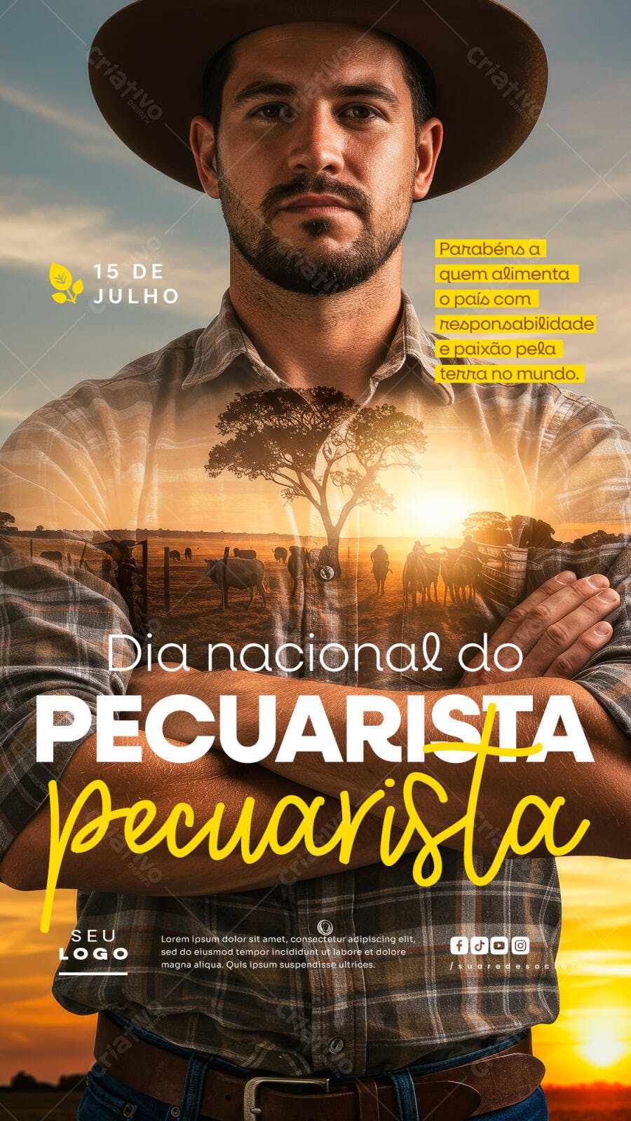 Flyer Dia do Pecuarista 15 de Julho PSD Editável