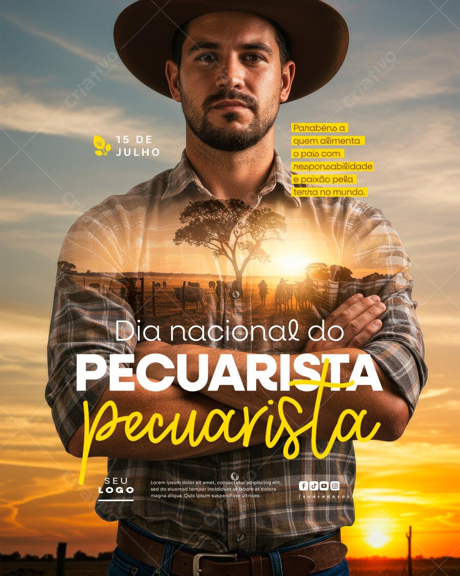 Flyer Dia do Pecuarista 15 de Julho PSD Editável