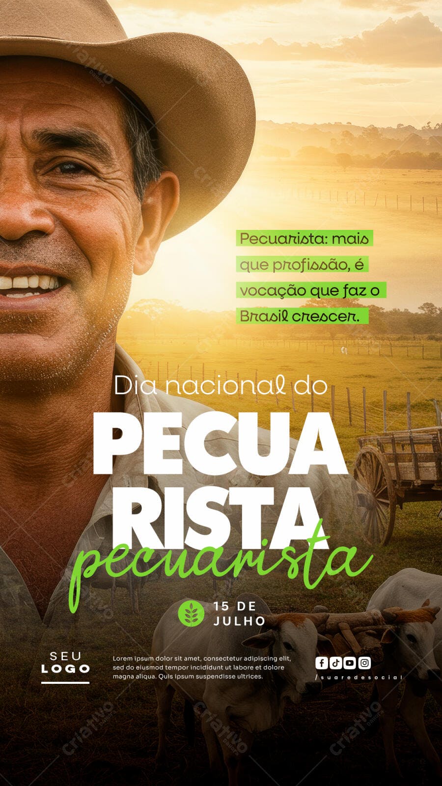 Flyer Dia Nacional do Pecuarista 15 de Julho PSD Editável
