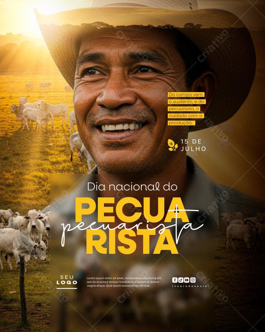 Flyer Dia do Pecuarista 15 de Julho PSD Editável