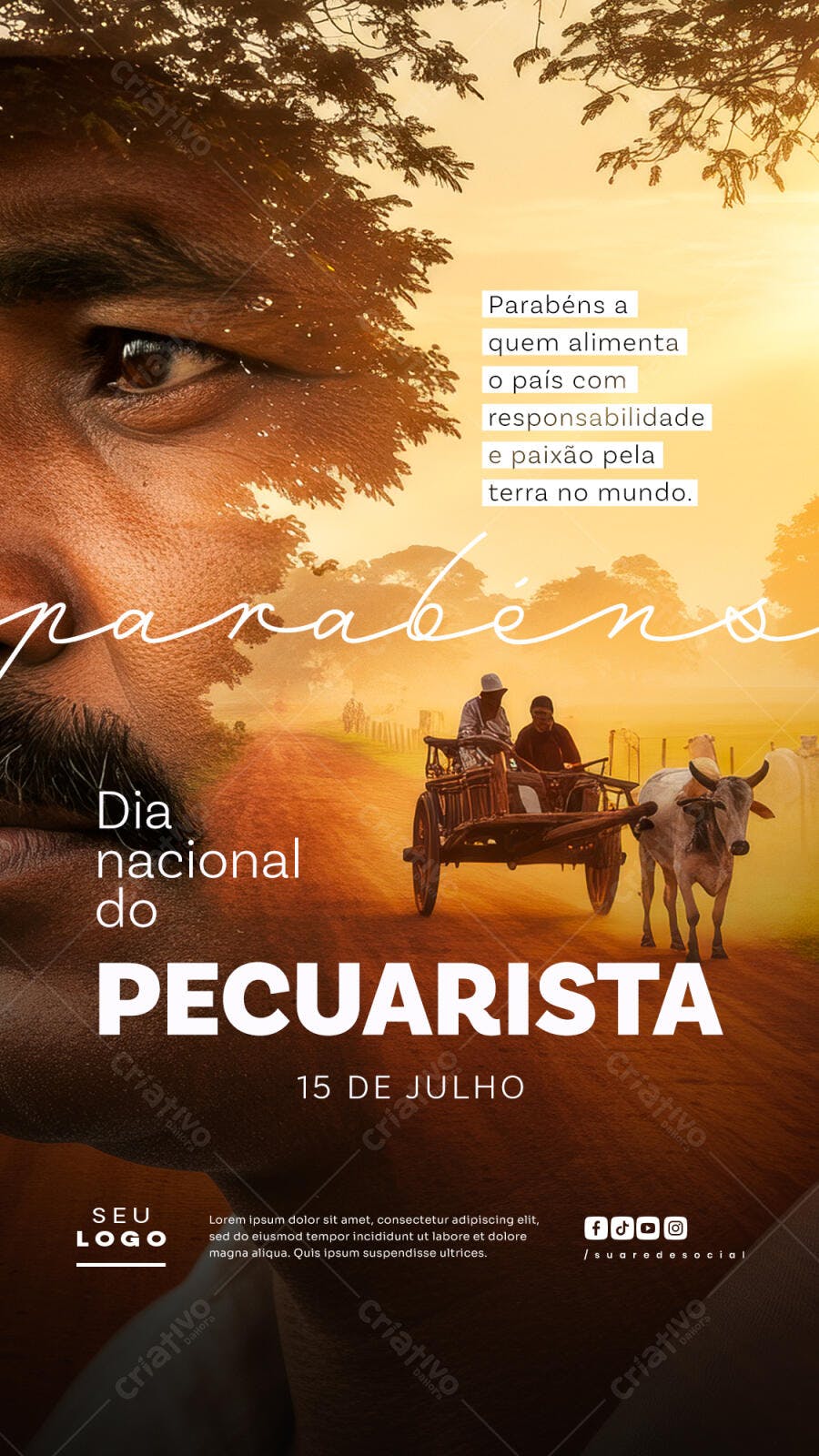 Flyer Dia do Pecuarista 15 de Julho PSD Editável