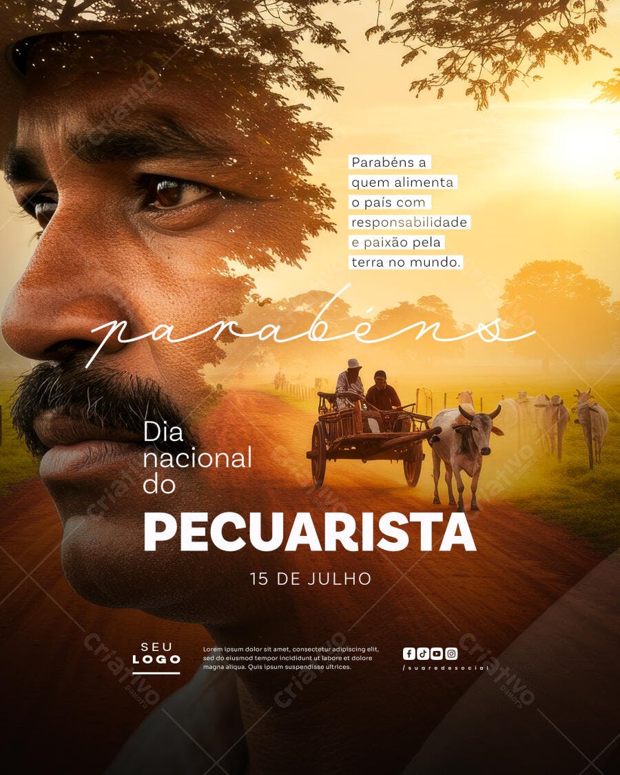 Flyer Dia do Pecuarista 15 de Julho PSD Editável