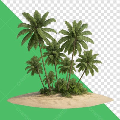 ILHA COM ARVORES EM 3D PNG