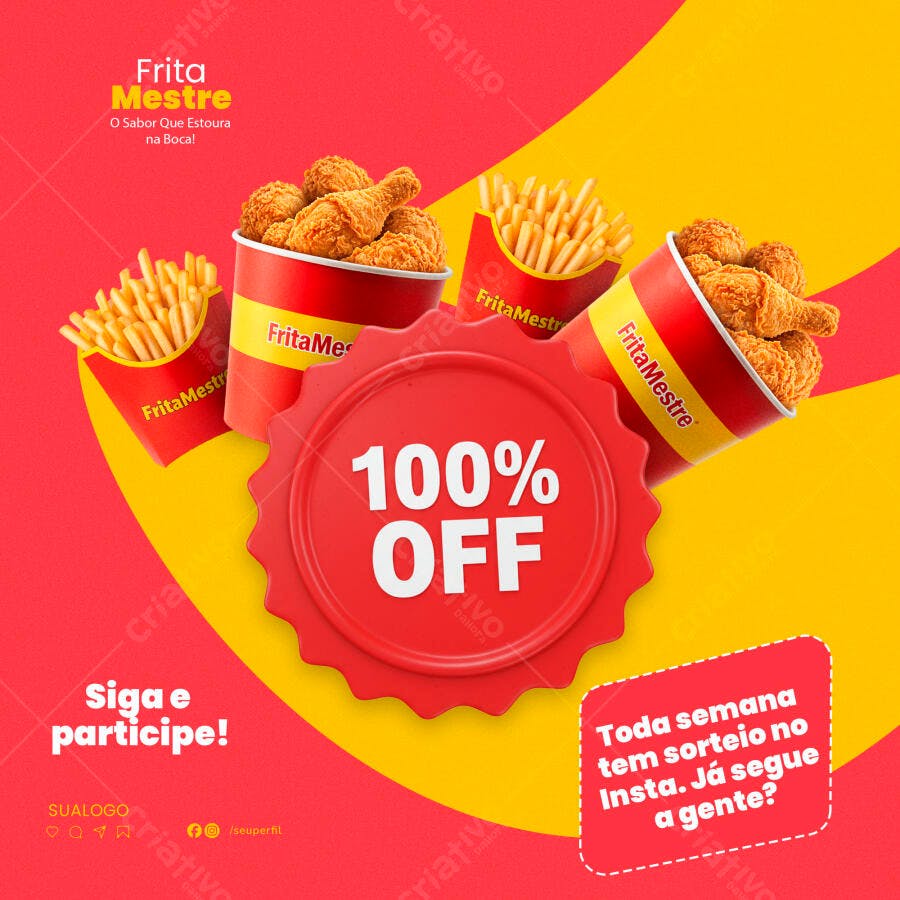 Flyer Promoção Frango e Batata PSD Editável