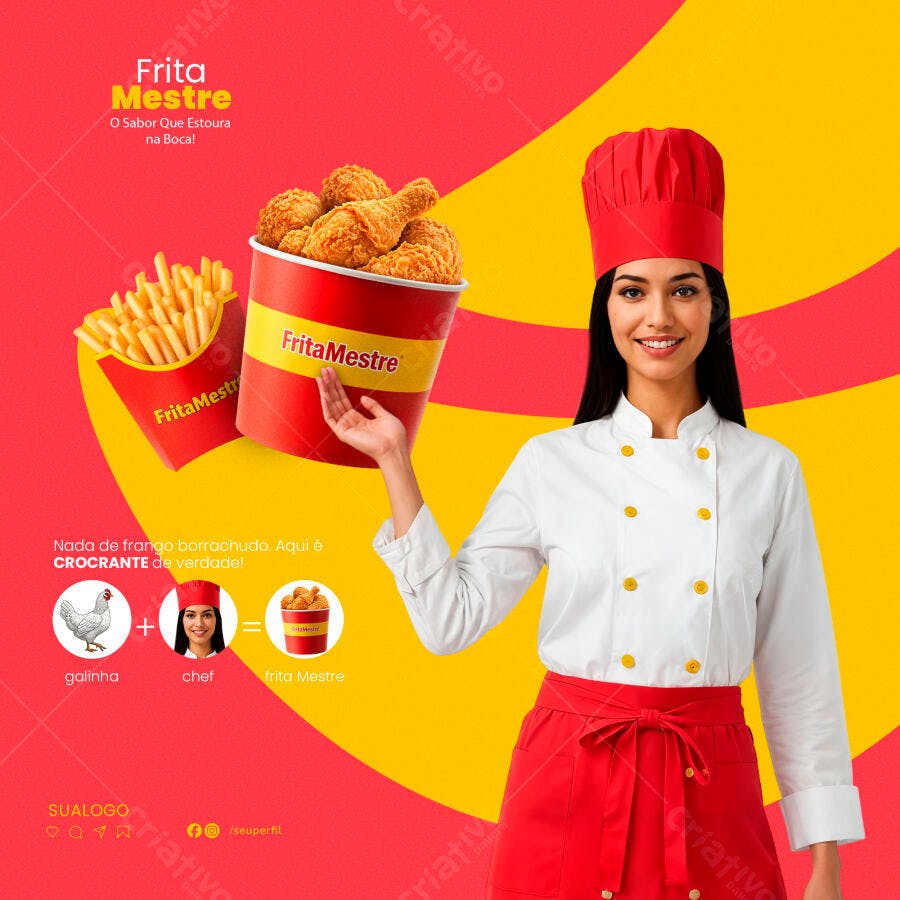 Cardápio Fast Food Vermelho e Amarelo PSD Editável