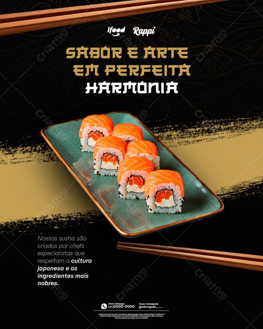 Flyer para Restaurante Japonês PSD Editável