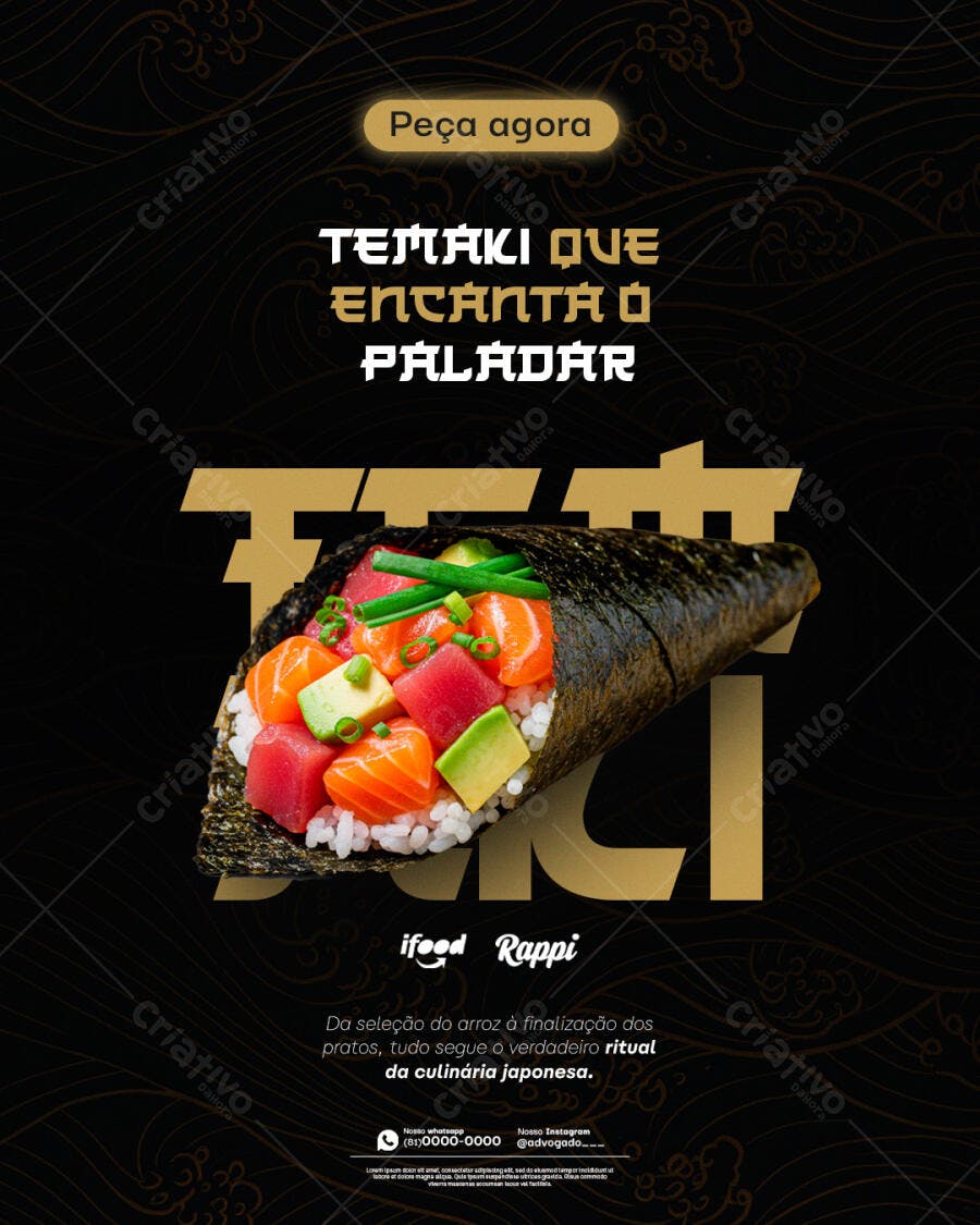 Cardápio Temaki Japonês PSD Editável