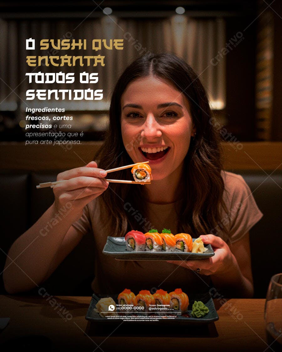 Post para Restaurante de Sushi PSD Editável