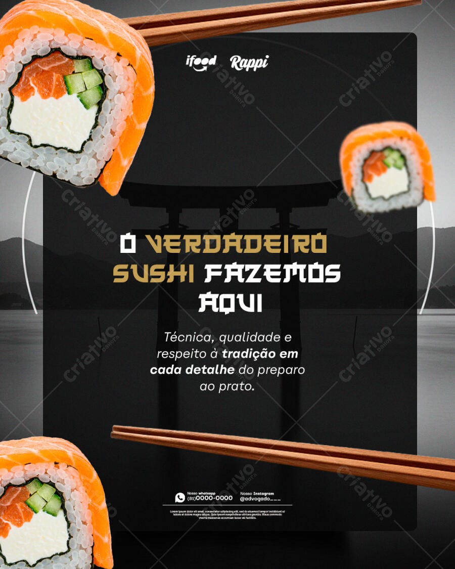 Flyer para Restaurante de Sushi PSD Editável