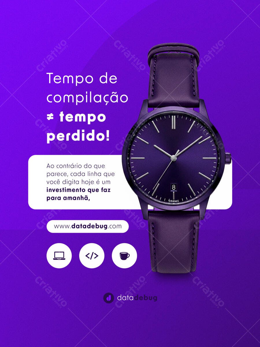 Relógio Roxo Minimalista PSD Editável