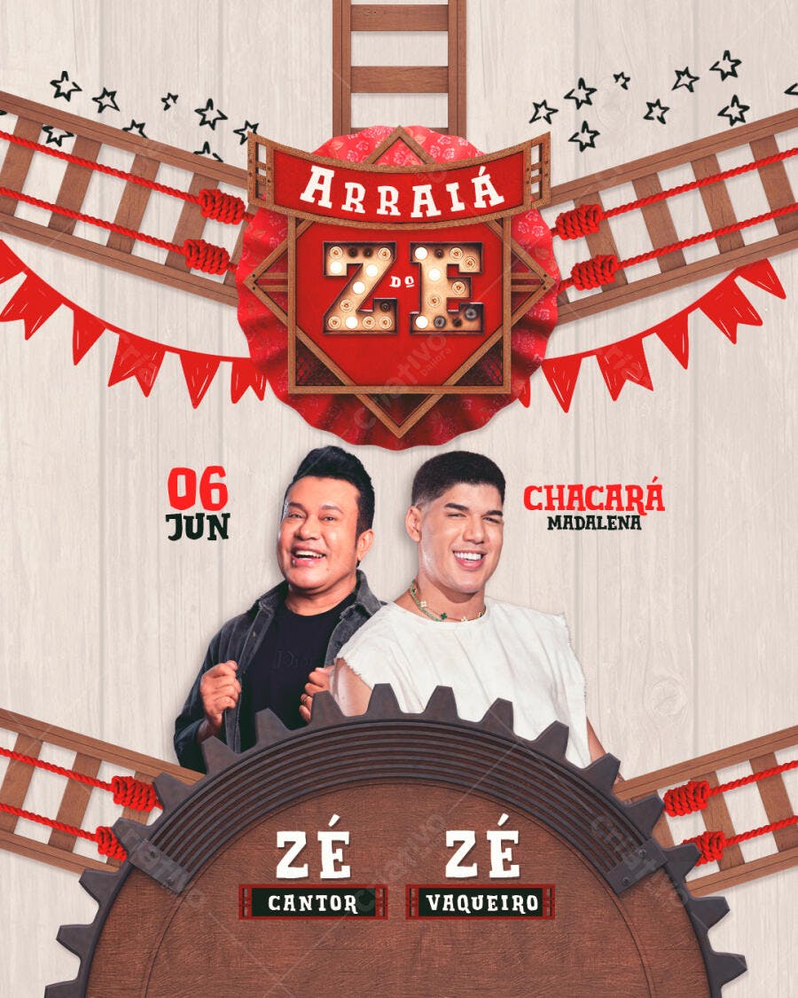 Flyer Festa Junina Zé e Zé PSD Editável