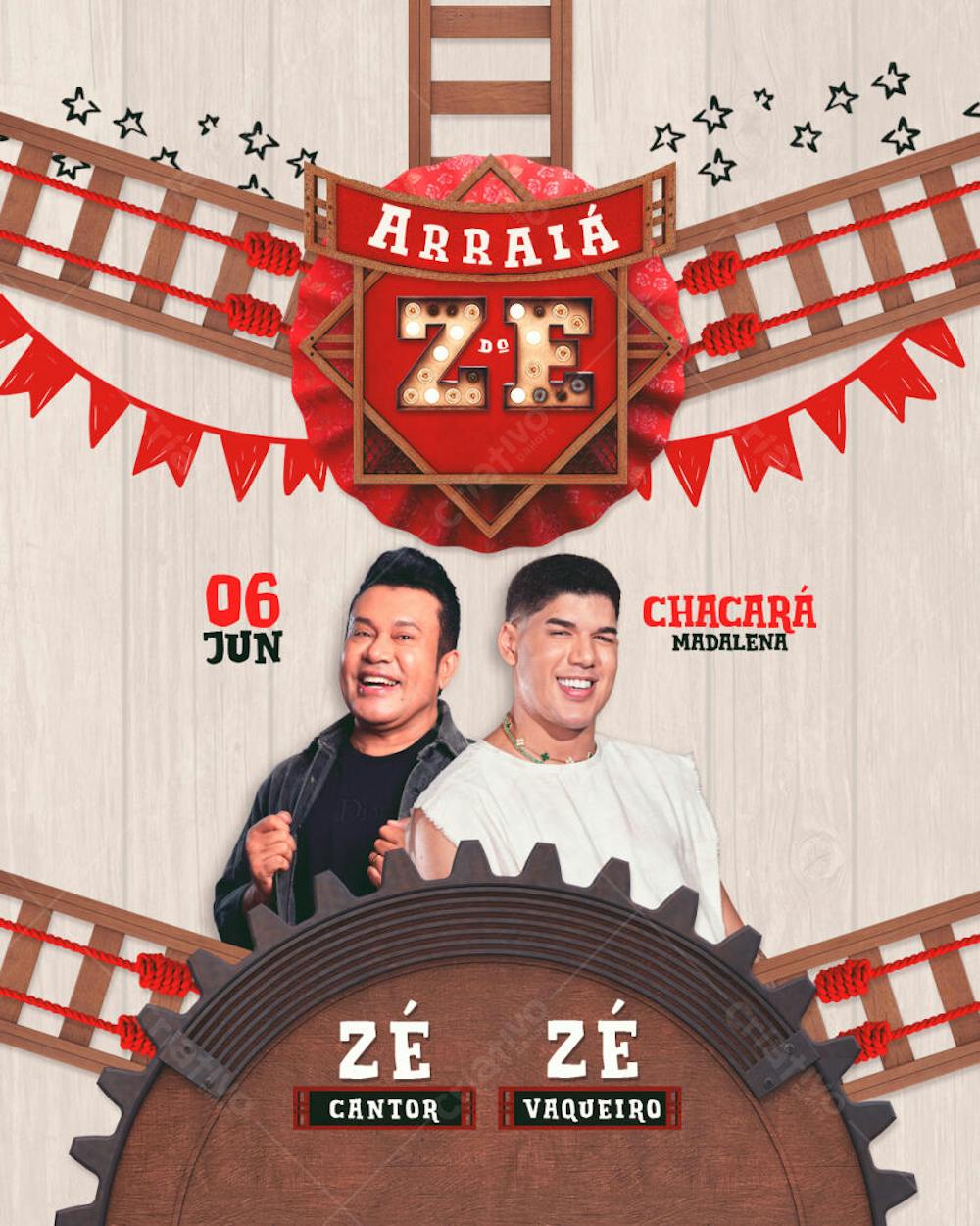 FLYER SÃO JOÃO ARRAIÁ DO ZÉ FEED PSD EDITAVEL