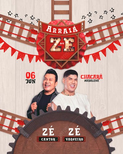 FLYER SÃO JOÃO ARRAIÁ DO ZÉ FEED PSD EDITAVEL
