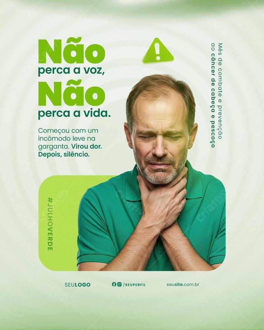 Flyer Julho Verde Prevenção ao Câncer PSD Editável