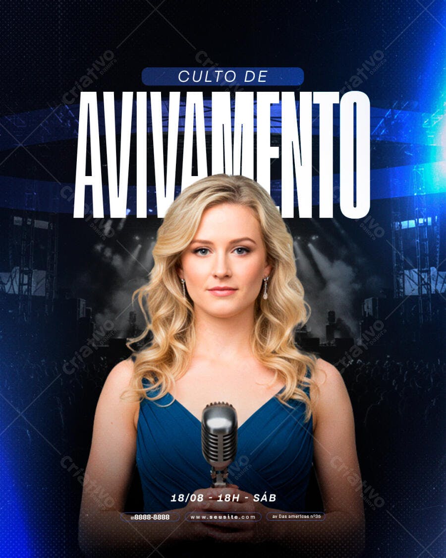 Flyer para Culto de Avivamento 18/08 PSD Editável