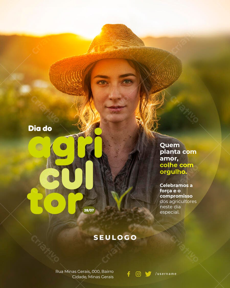 Post para o Dia do Agricultor PSD Editável