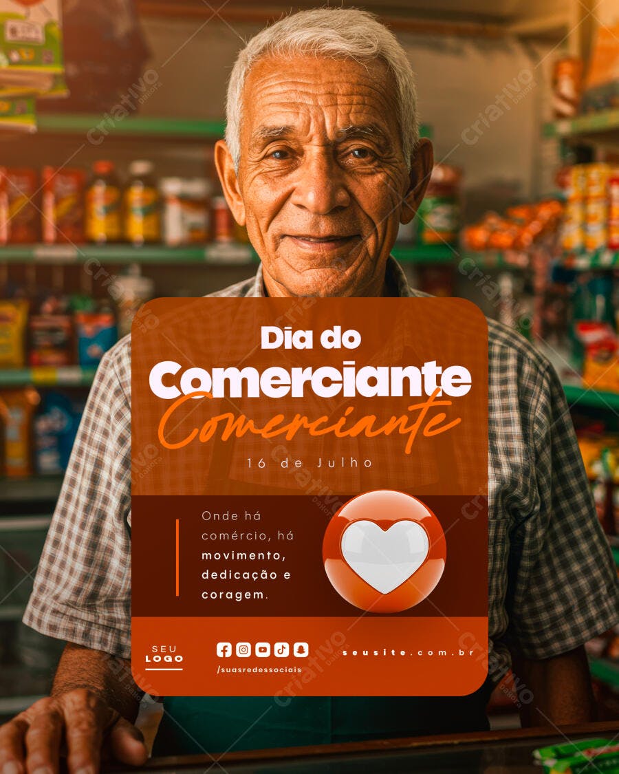 Flyer Dia do Comerciante 16 de Julho PSD Editável