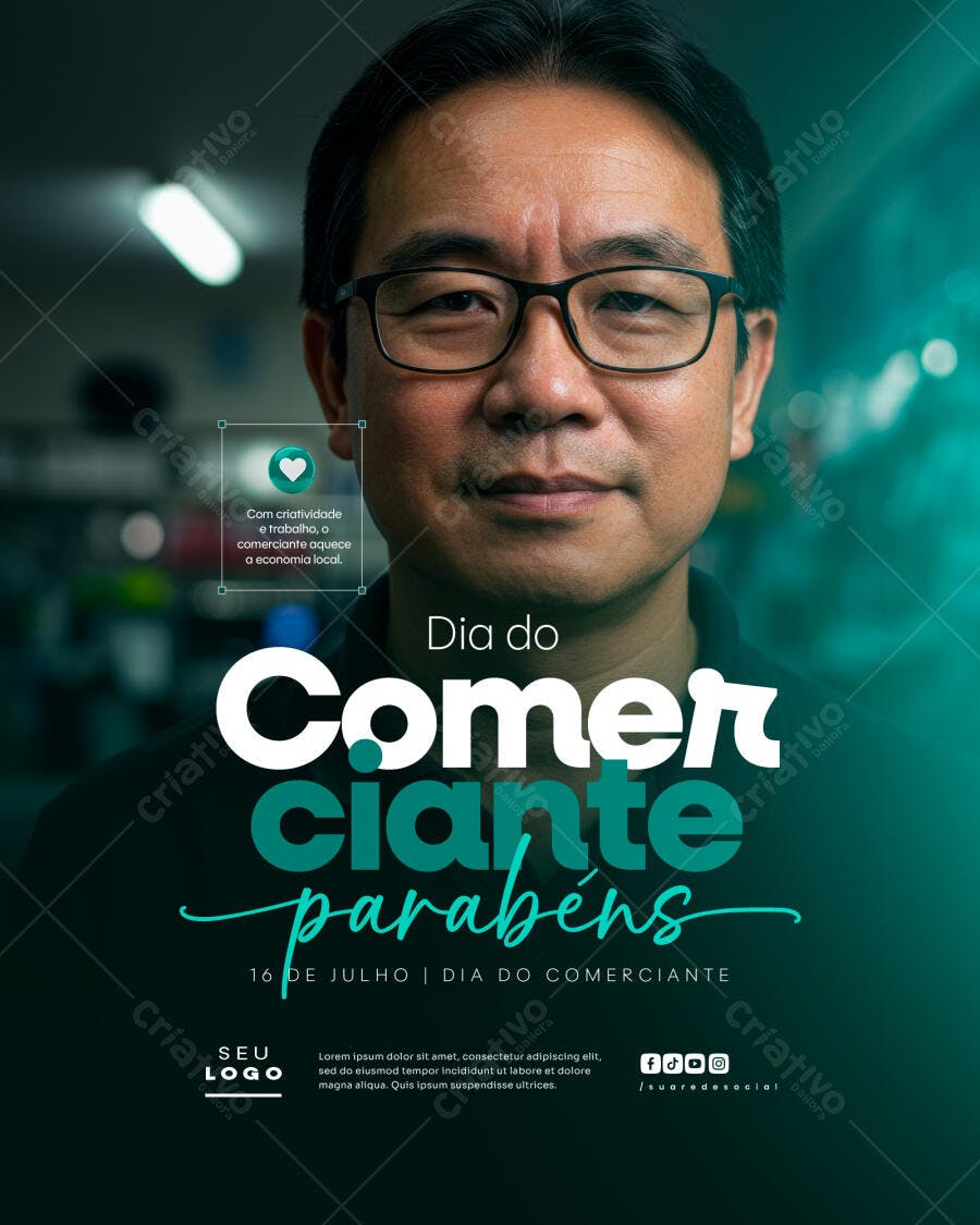Post para Dia do Comerciante PSD Editável