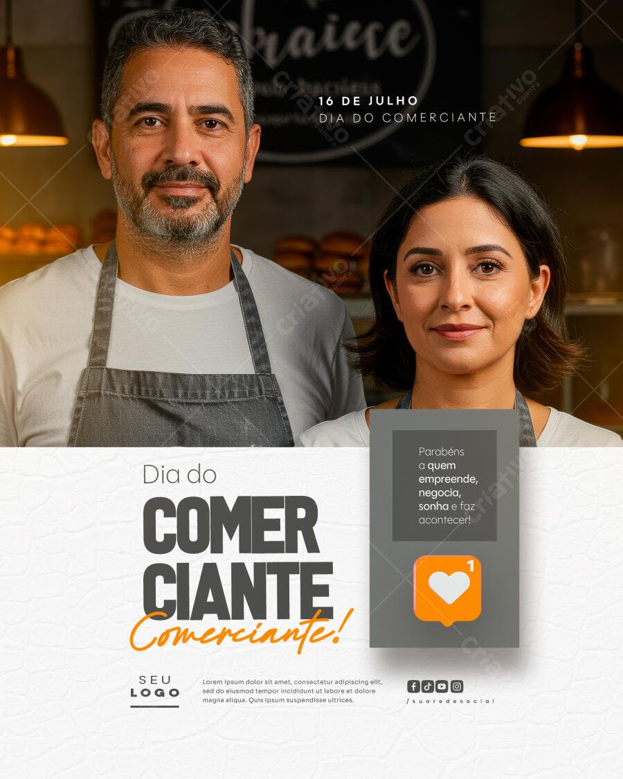 Flyer Dia do Comerciante 16 de Julho PSD Editável