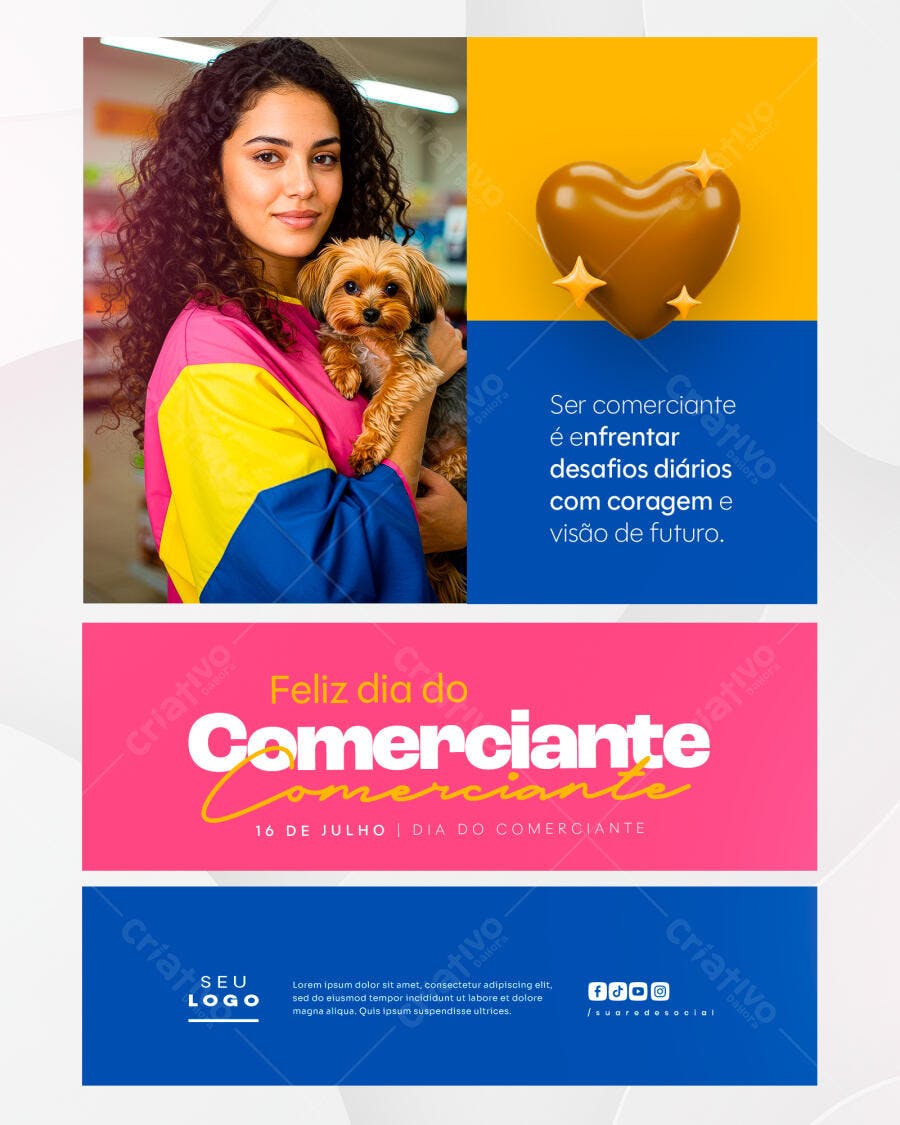 Post para o Dia do Comerciante PSD Editável