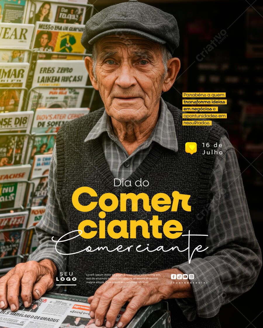 Poster Dia do Comerciante PSD Editável
