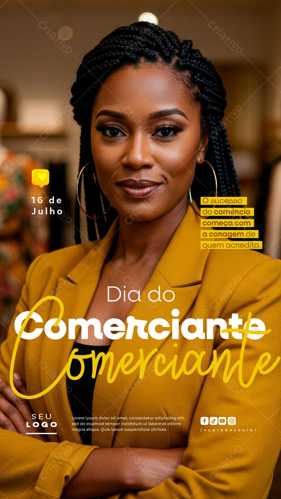 Flyer Dia do Comerciante 16 de Julho PSD Editável