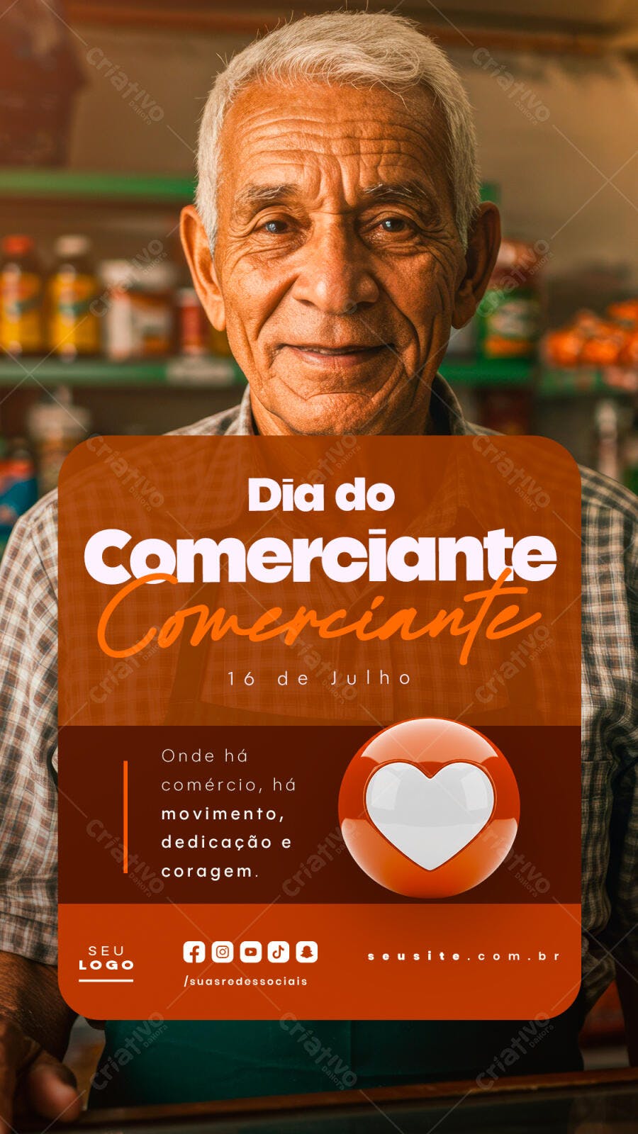 Flyer Dia do Comerciante 16 de Julho PSD Editável