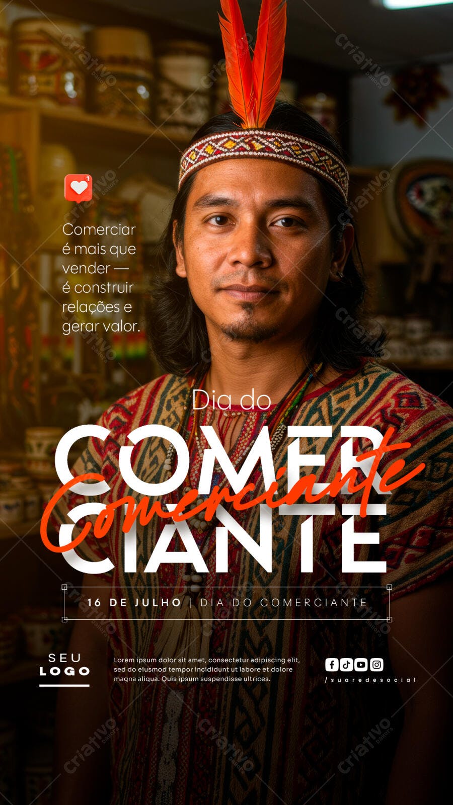 Flyer Dia do Comerciante 16 de Julho PSD Editável