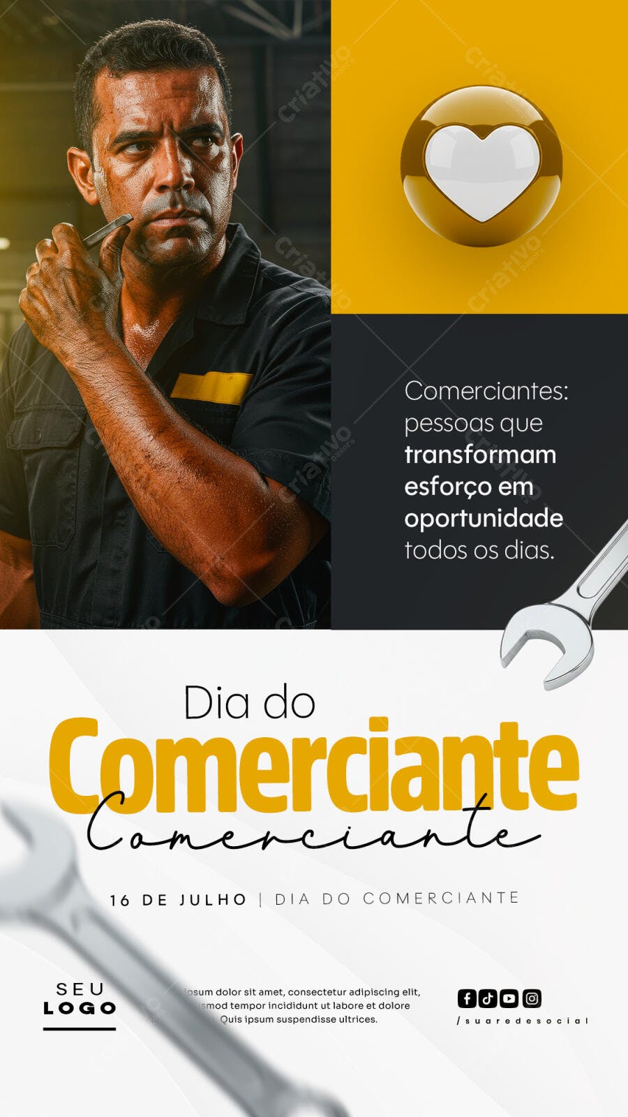 Flyer Dia do Comerciante 16 de Julho PSD Editável