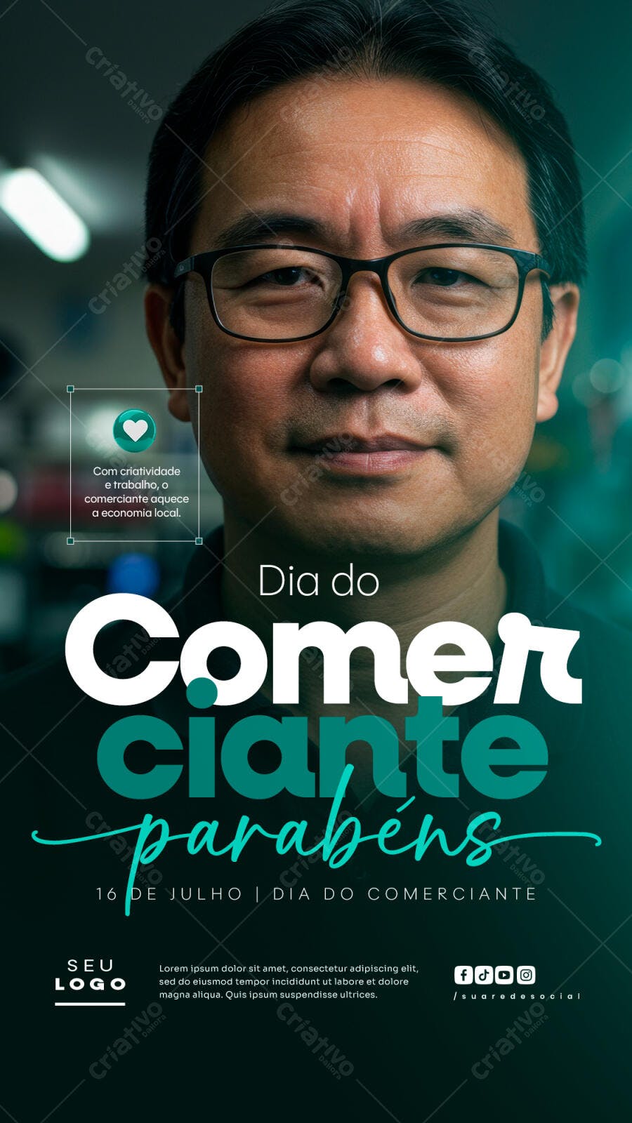 Flyer Dia do Comerciante 16 de Julho PSD Editável