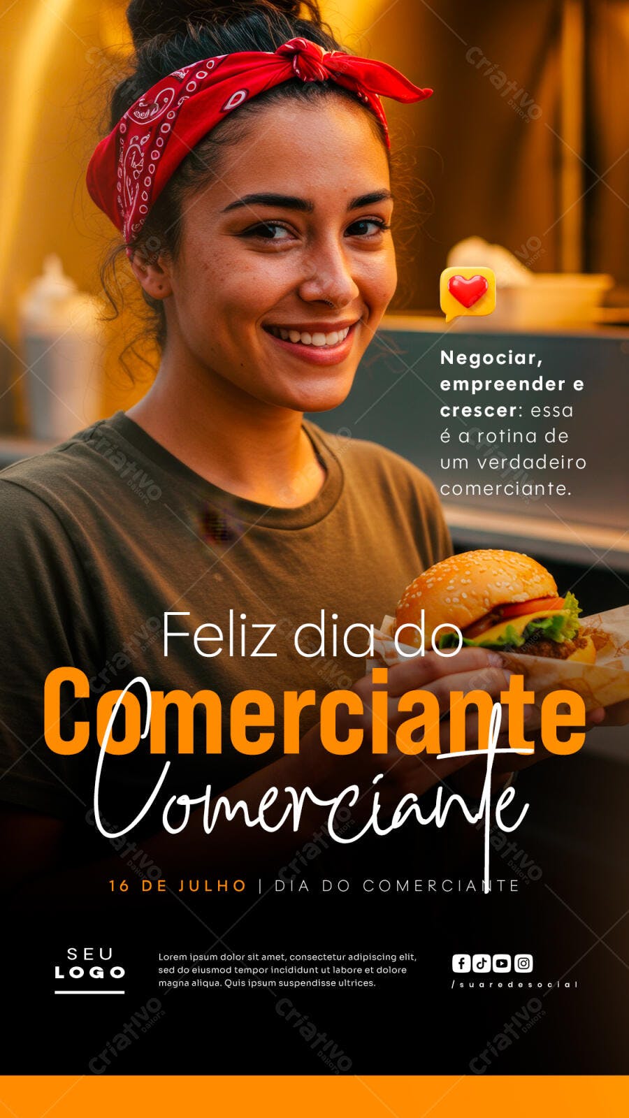 Flyer Dia do Comerciante 16 de Julho PSD Editável