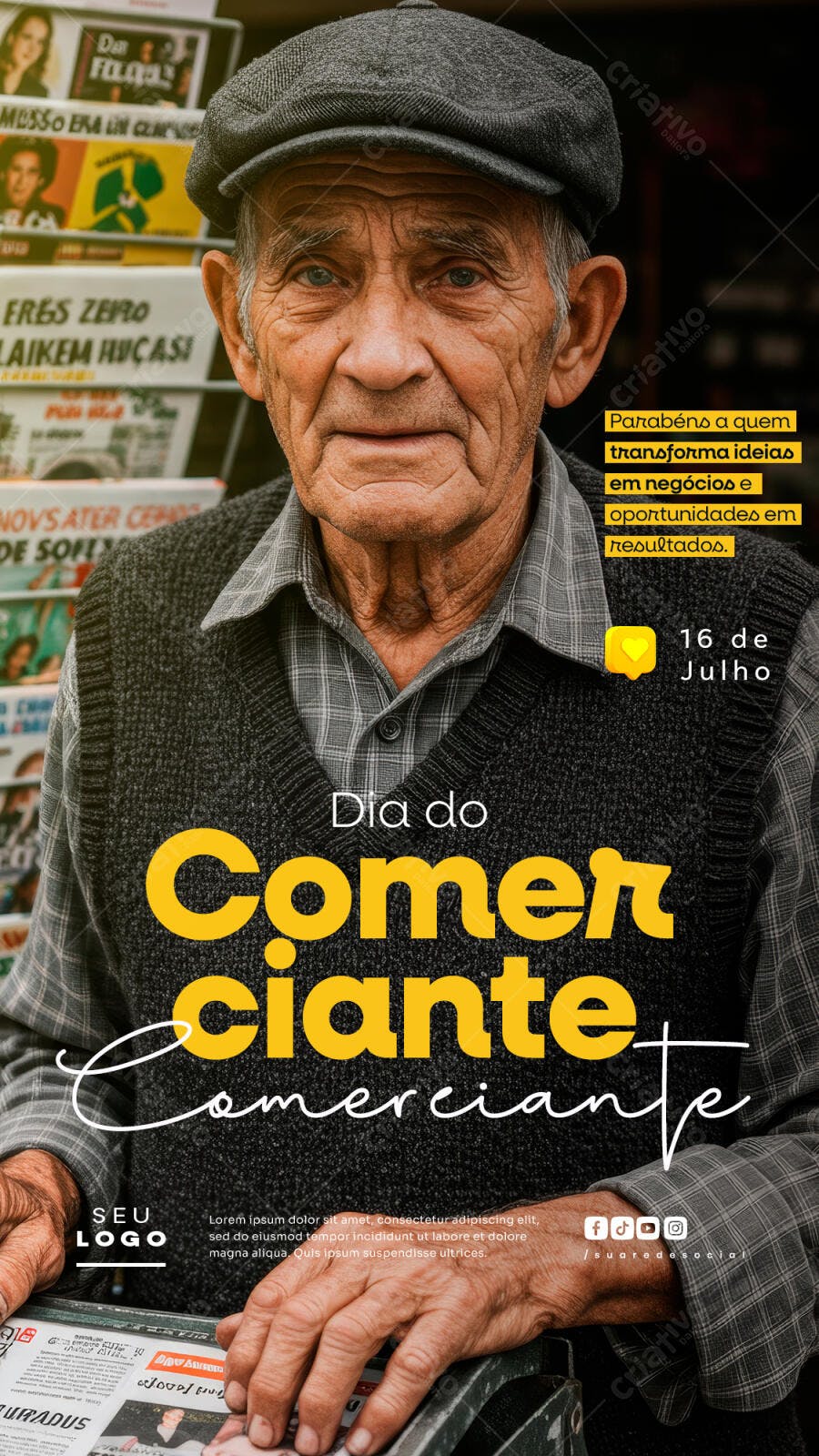 Flyer Dia do Comerciante 16 de Julho PSD Editável
