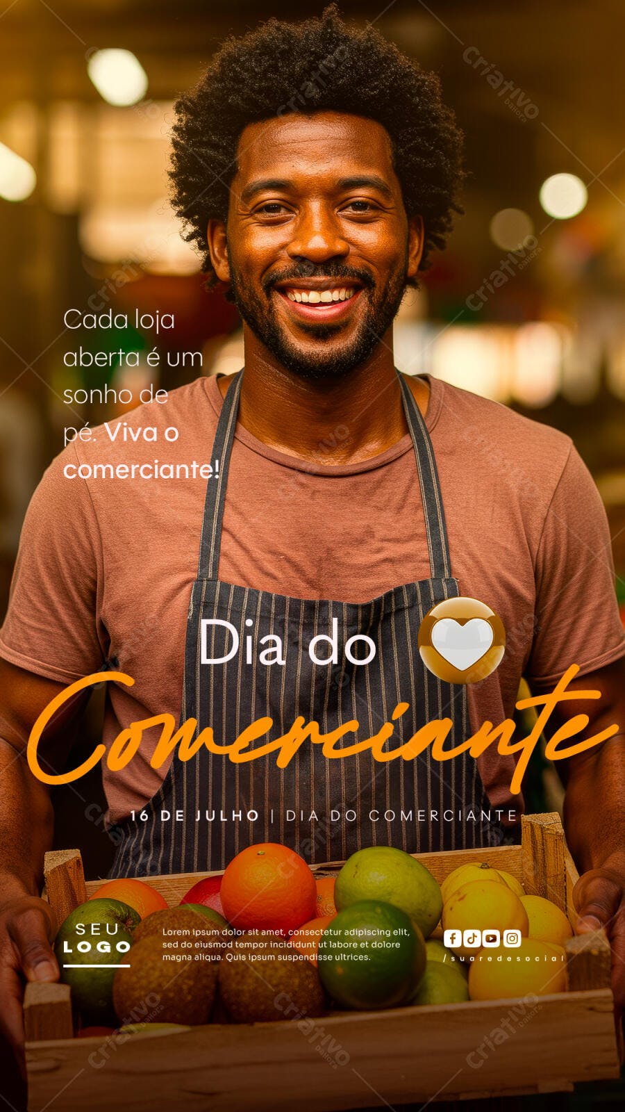 Flyer Dia do Comerciante 16 de Julho PSD Editável