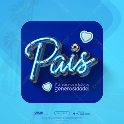 Dia dos Pais Agosto Pai - Flyer Social Media PSD Editável (1)